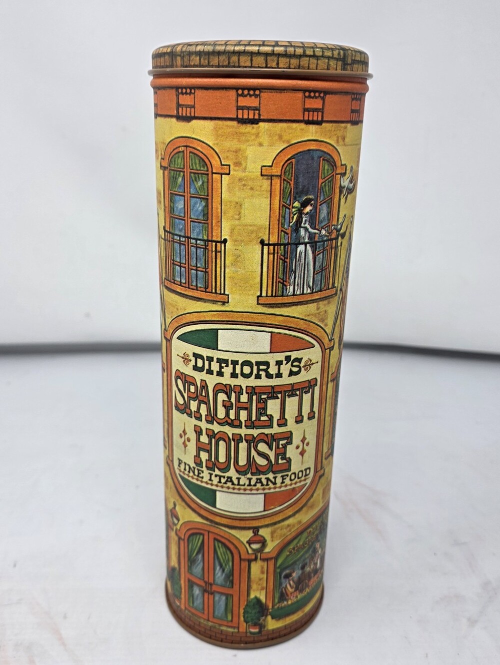 Vintage Difiori’s Spaghetti House Italian Pasta Tin Canister 1979 Chein